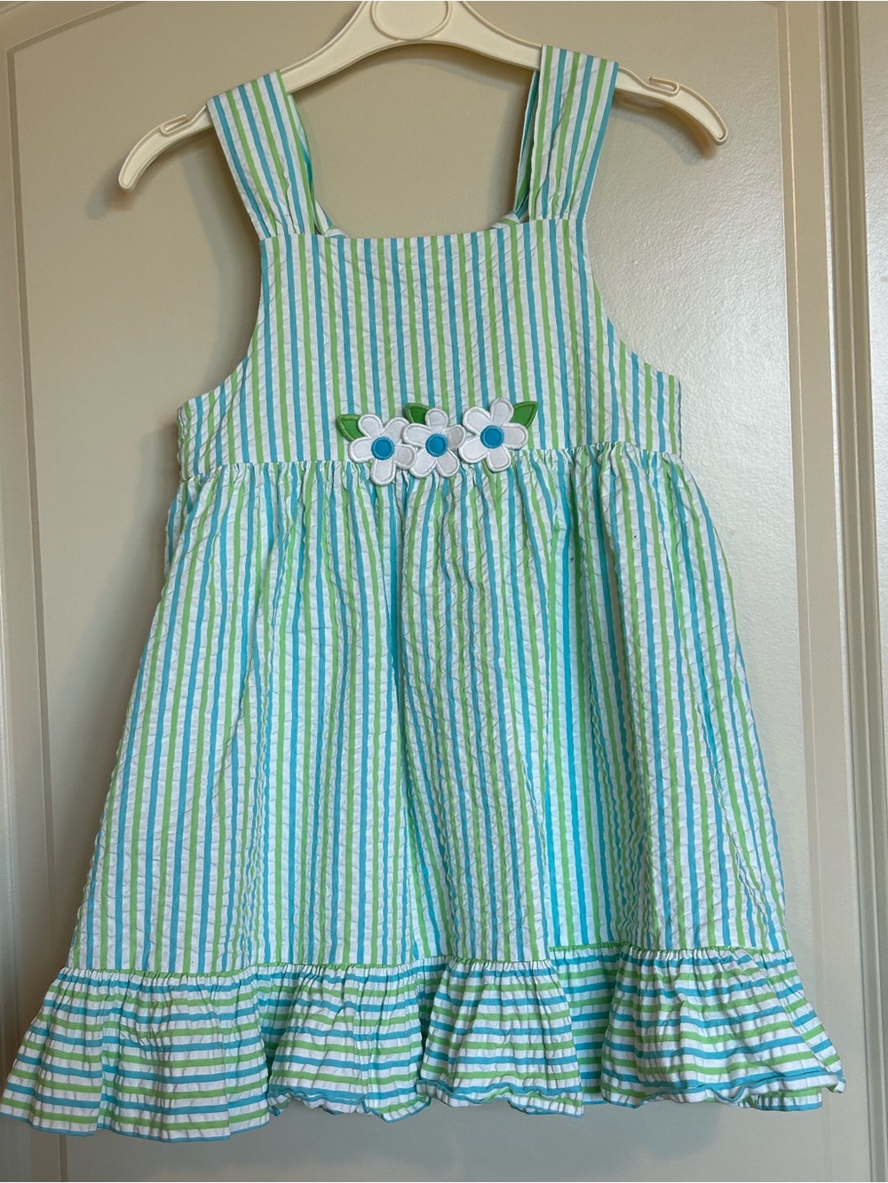 4T Florence Eiseman Seersucker Appliquéd Dress